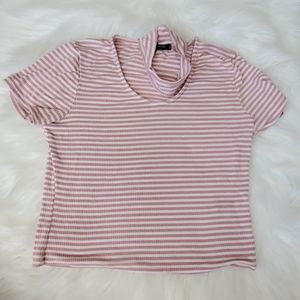 Girls Striped Mock Neck Shirt